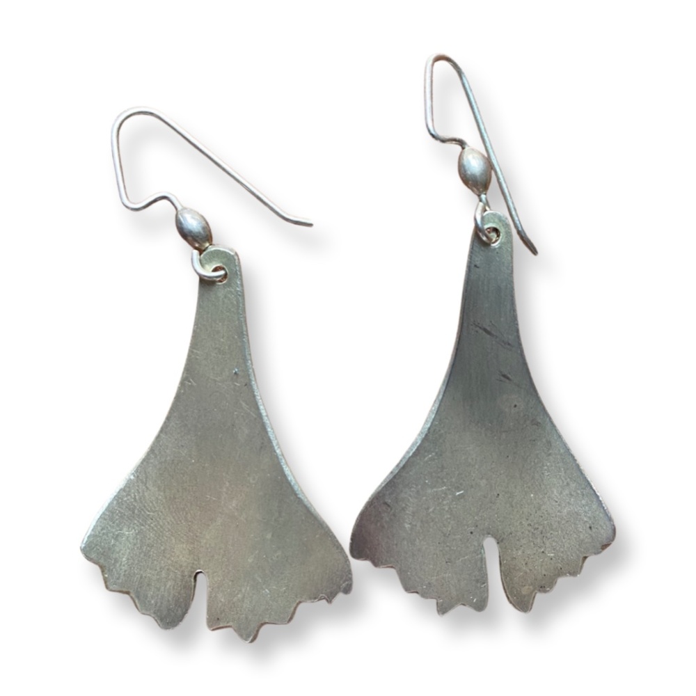 Silver Ginkgo Leaf Earrings